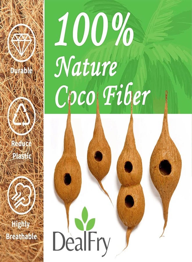 DealFry Handmade Hanging Bird Nest with Single Hole Made of Natural Coir Fiber Coconut Shell, Hanging Bird Nest for Cage and Balcony Birds Sparrows Finches Breeding (Brown | Small) - (Set-1) - Image 2